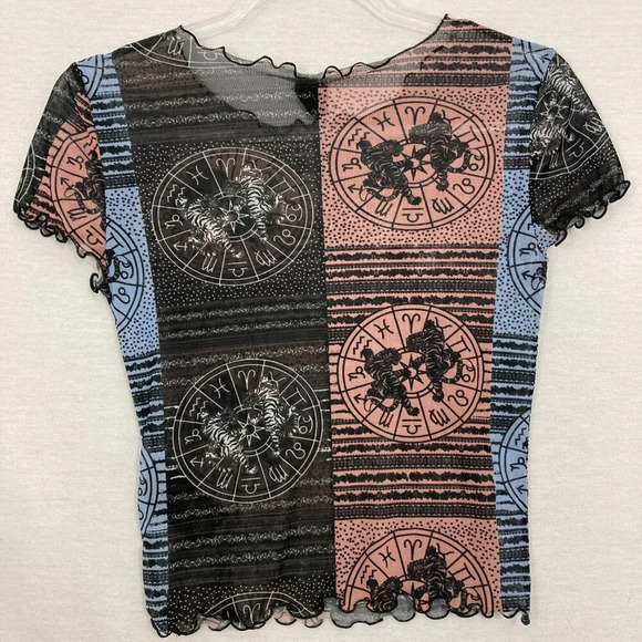Urban Outfitters Astrology Zodia Boho Print Mesh Crop Top Small - Picture 7 of 11